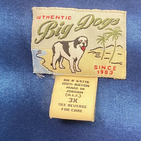 Big Dogs Hawaiian Shirt 3X  Beach Car & Palm Tree Print Rayon Fabric - Picture 7 of 11